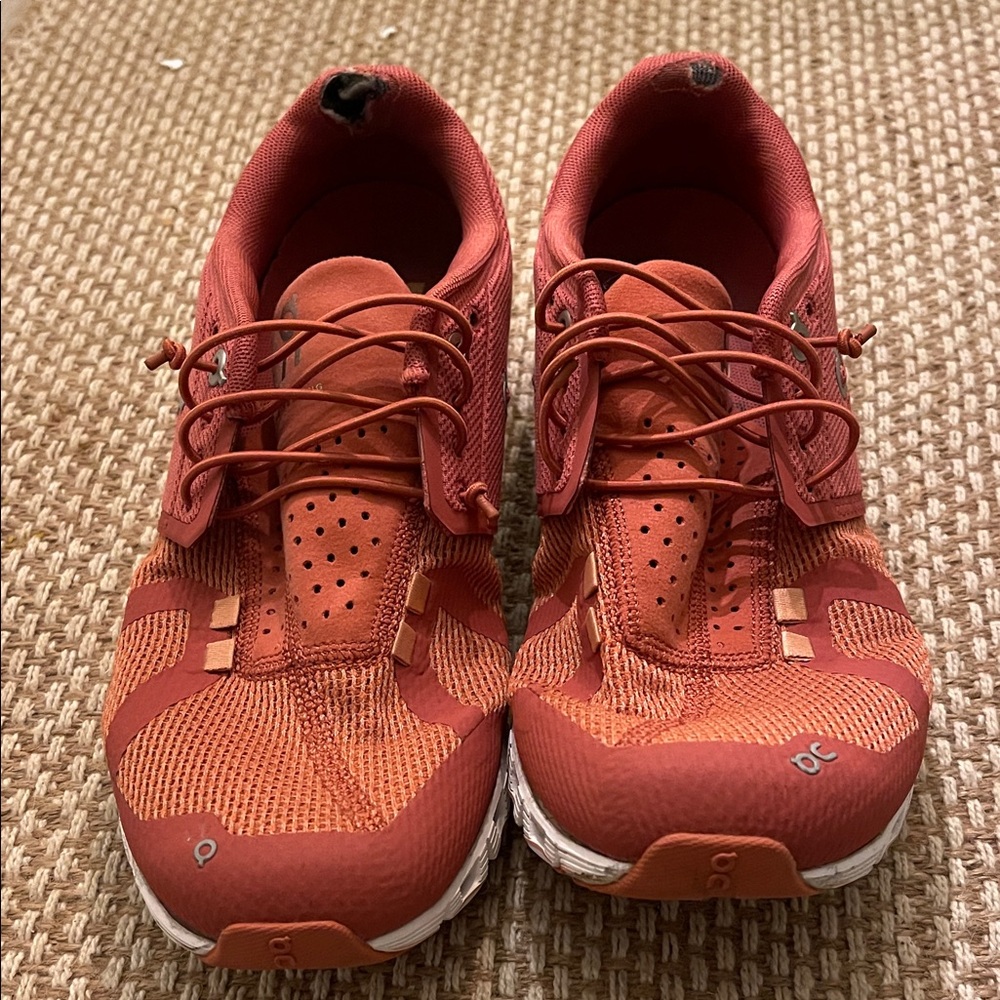 On Cloud Athletic Running Shoes in Rust Orange - Women's